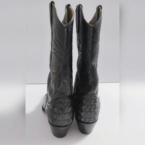 Max Men's Handcrafted Western Crocodile Leather Boots. Size 9.5 C. Pre-owned.